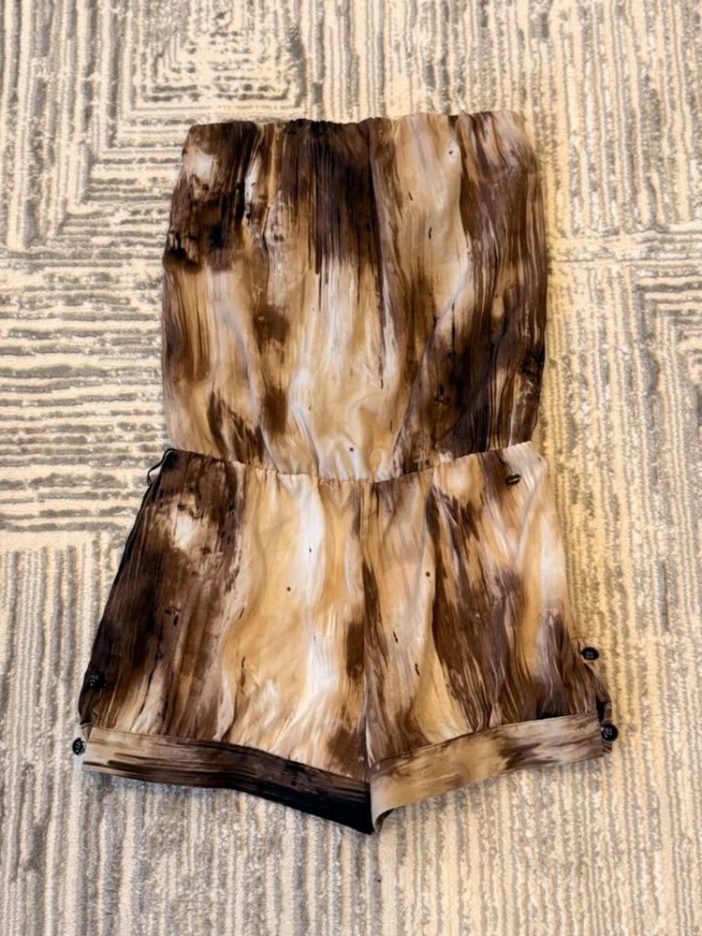 GUESS women's small brown/cream one-piece strapless romper Retails $138